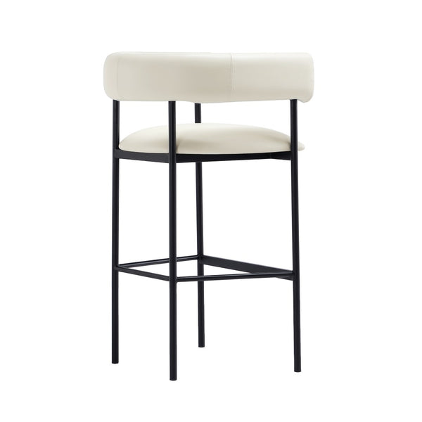 English Elm Barstool with Wraparound Vegan Leather Tubular Design for Modern Dining Spaces Ivory B365P504238