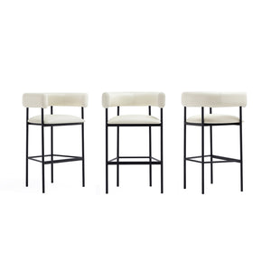 English Elm Barstool with Wraparound Vegan Leather Tubular Design for Modern Dining Spaces Ivory B365P504238