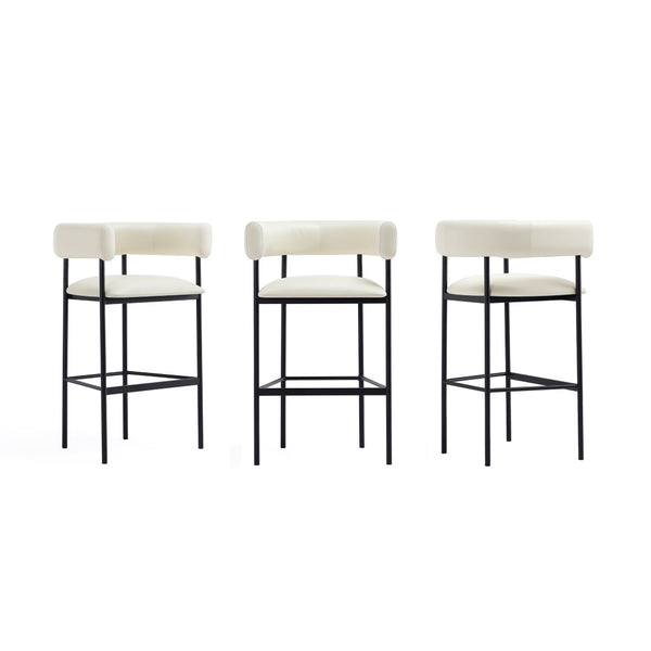 English Elm Barstool with Wraparound Vegan Leather Tubular Design for Modern Dining Spaces Ivory B365P504238