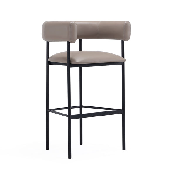English Elm Barstool with Wraparound Vegan Leather Tubular Design for Modern Dining Spaces Taupe B365P504239
