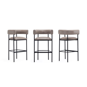 English Elm Barstool with Wraparound Vegan Leather Tubular Design for Modern Dining Spaces Taupe B365P504239