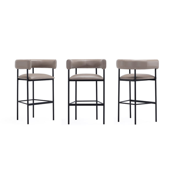English Elm Barstool with Wraparound Vegan Leather Tubular Design for Modern Dining Spaces Taupe B365P504239