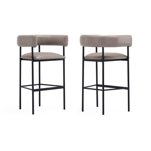 English Elm Barstool with Wraparound Vegan Leather Tubular Design for Modern Dining Spaces Taupe B365P504239
