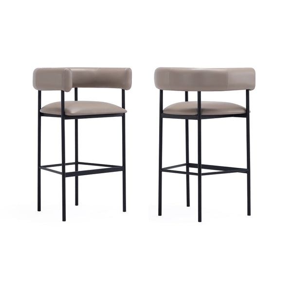English Elm Barstool with Wraparound Vegan Leather Tubular Design for Modern Dining Spaces Taupe B365P504239