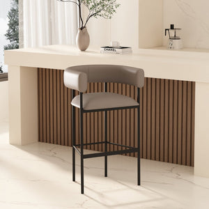 English Elm Barstool with Wraparound Vegan Leather Tubular Design for Modern Dining Spaces Taupe B365P504239