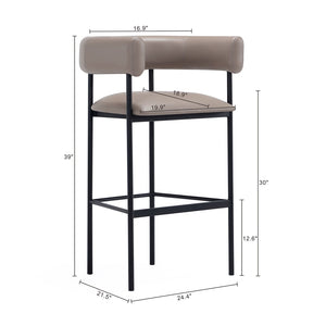 English Elm Barstool with Wraparound Vegan Leather Tubular Design for Modern Dining Spaces Taupe B365P504239