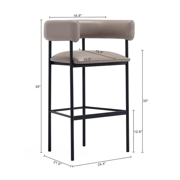 English Elm Barstool with Wraparound Vegan Leather Tubular Design for Modern Dining Spaces Taupe B365P504239