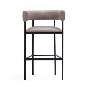 English Elm Barstool with Wraparound Vegan Leather Tubular Design for Modern Dining Spaces Taupe B365P504239