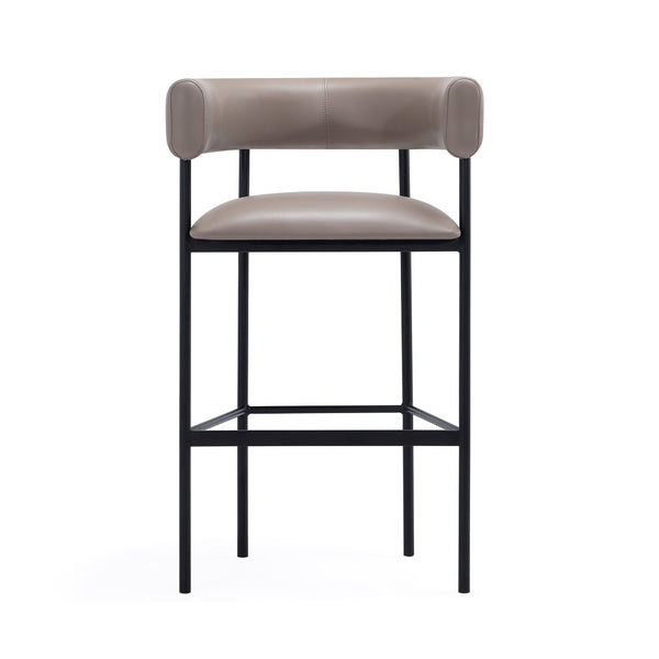 English Elm Barstool with Wraparound Vegan Leather Tubular Design for Modern Dining Spaces Taupe B365P504239