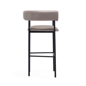 English Elm Barstool with Wraparound Vegan Leather Tubular Design for Modern Dining Spaces Taupe B365P504239