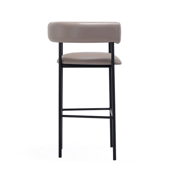 English Elm Barstool with Wraparound Vegan Leather Tubular Design for Modern Dining Spaces Taupe B365P504239