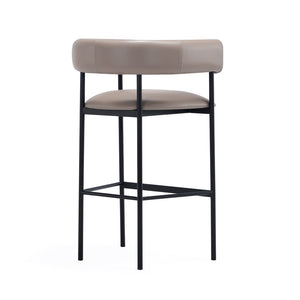 English Elm Barstool with Wraparound Vegan Leather Tubular Design for Modern Dining Spaces Taupe B365P504239