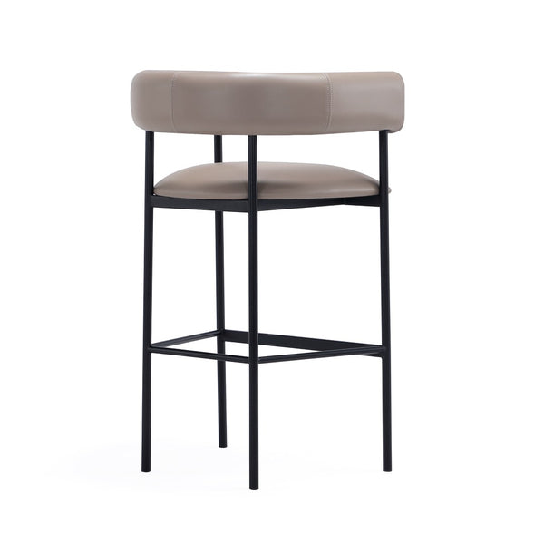 English Elm Barstool with Wraparound Vegan Leather Tubular Design for Modern Dining Spaces Taupe B365P504239