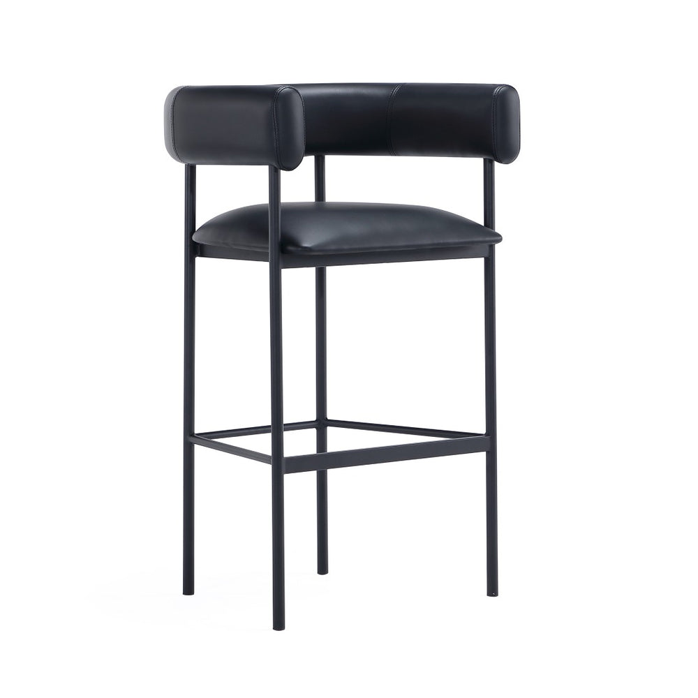 English Elm Barstool with Wraparound Vegan Leather Tubular Design for Modern Dining Spaces Black B365P504240