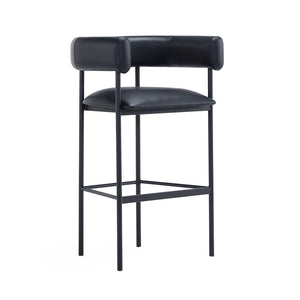 English Elm Barstool with Wraparound Vegan Leather Tubular Design for Modern Dining Spaces Black B365P504240