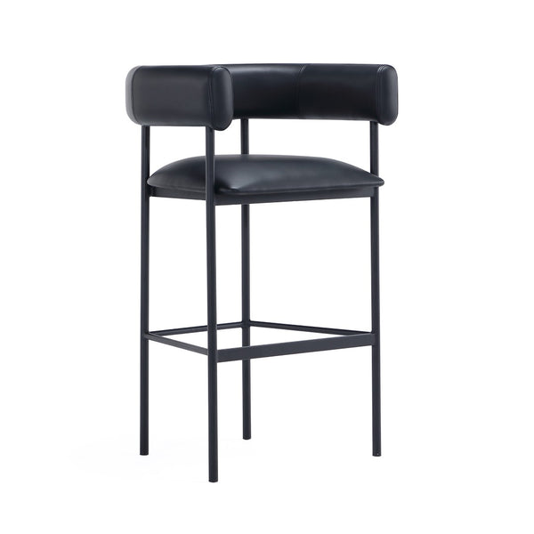 English Elm Barstool with Wraparound Vegan Leather Tubular Design for Modern Dining Spaces Black B365P504240