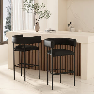 English Elm Barstool with Wraparound Vegan Leather Tubular Design for Modern Dining Spaces Black B365P504240