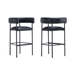 English Elm Barstool with Wraparound Vegan Leather Tubular Design for Modern Dining Spaces Black B365P504240