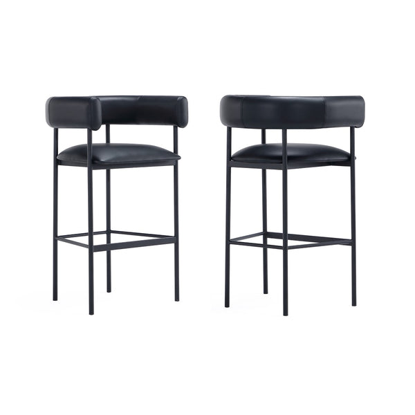English Elm Barstool with Wraparound Vegan Leather Tubular Design for Modern Dining Spaces Black B365P504240