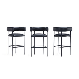 English Elm Barstool with Wraparound Vegan Leather Tubular Design for Modern Dining Spaces Black B365P504240