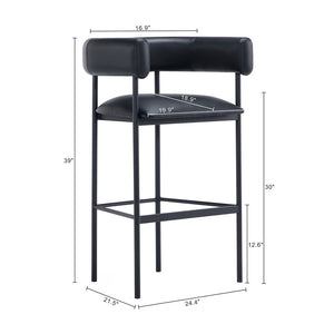 English Elm Barstool with Wraparound Vegan Leather Tubular Design for Modern Dining Spaces Black B365P504240