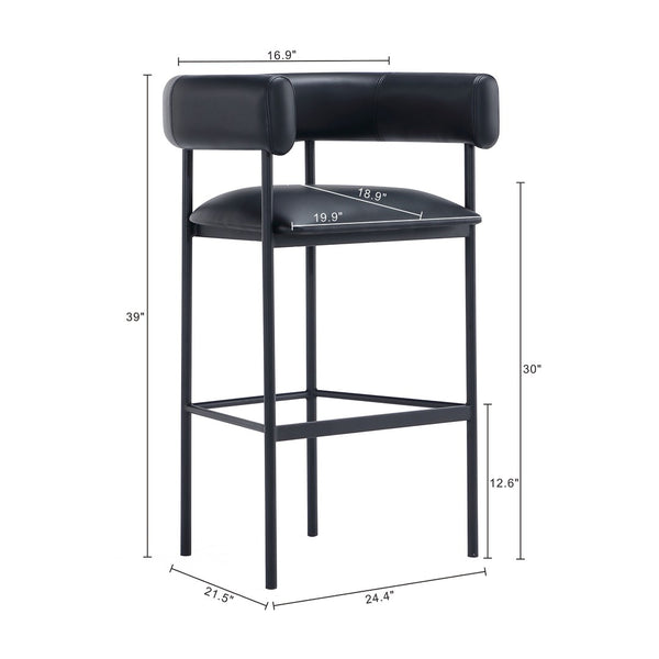 English Elm Barstool with Wraparound Vegan Leather Tubular Design for Modern Dining Spaces Black B365P504240