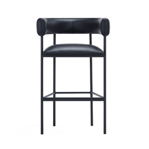 English Elm Barstool with Wraparound Vegan Leather Tubular Design for Modern Dining Spaces Black B365P504240