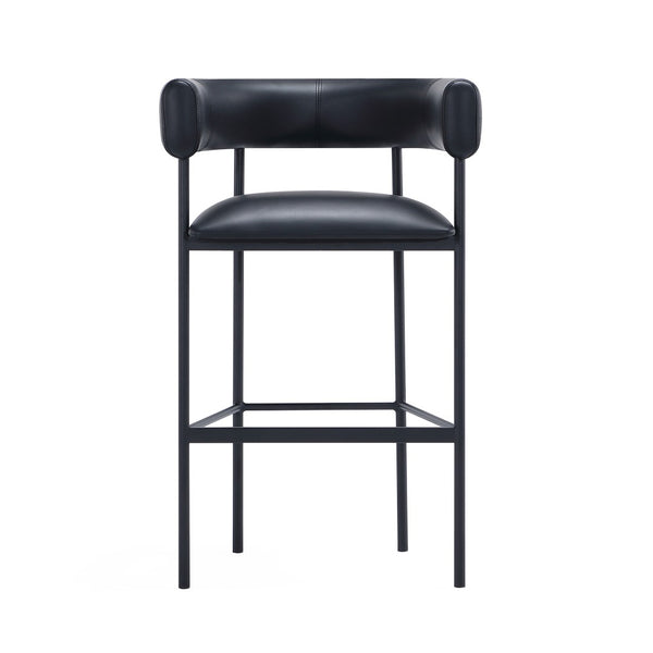 English Elm Barstool with Wraparound Vegan Leather Tubular Design for Modern Dining Spaces Black B365P504240