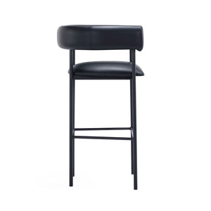 English Elm Barstool with Wraparound Vegan Leather Tubular Design for Modern Dining Spaces Black B365P504240