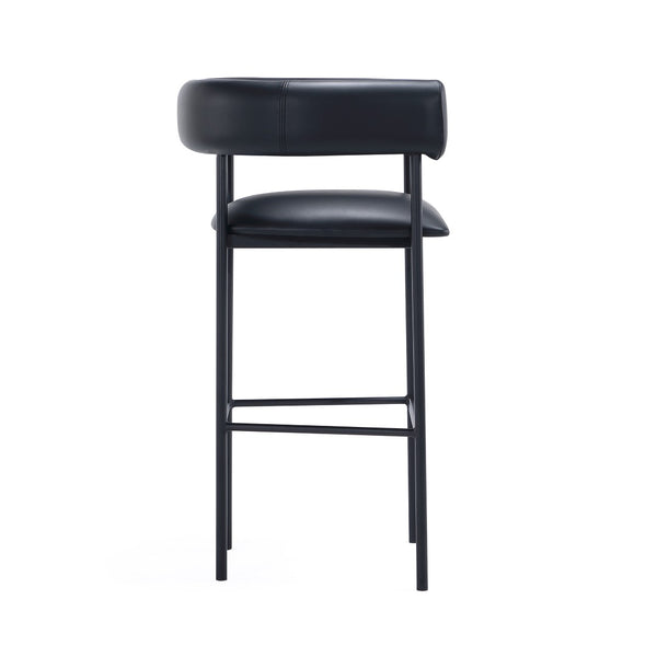 English Elm Barstool with Wraparound Vegan Leather Tubular Design for Modern Dining Spaces Black B365P504240