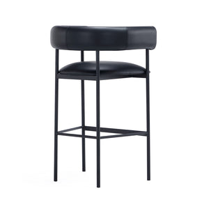 English Elm Barstool with Wraparound Vegan Leather Tubular Design for Modern Dining Spaces Black B365P504240