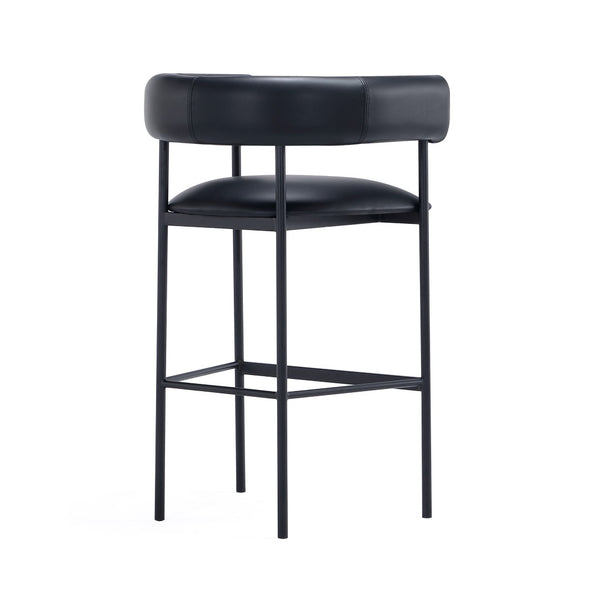 English Elm Barstool with Wraparound Vegan Leather Tubular Design for Modern Dining Spaces Black B365P504240