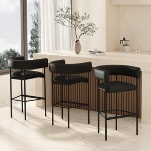 English Elm Barstool with Wraparound Vegan Leather Tubular Design for Modern Dining Spaces Black B365P504240