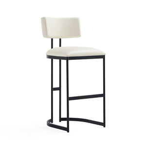 English Elm Barstool with Curved Back and Open Arch Base for Kitchen Island or Counter Dining Ivory B365P504241