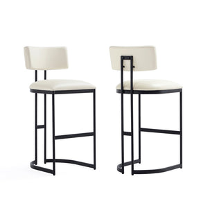 English Elm Barstool with Curved Back and Open Arch Base for Kitchen Island or Counter Dining Ivory B365P504241