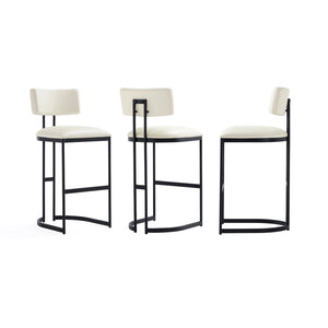 English Elm Barstool with Curved Back and Open Arch Base for Kitchen Island or Counter Dining Ivory B365P504241