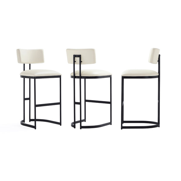 English Elm Barstool with Curved Back and Open Arch Base for Kitchen Island or Counter Dining Ivory B365P504241