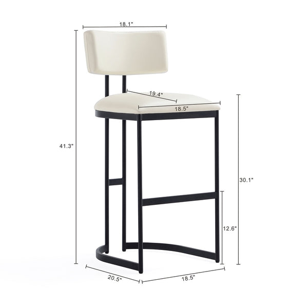English Elm Barstool with Curved Back and Open Arch Base for Kitchen Island or Counter Dining Ivory B365P504241