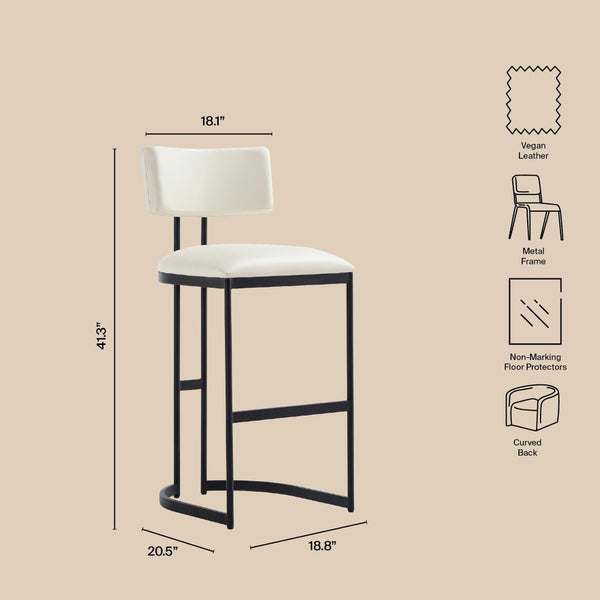 English Elm Barstool with Curved Back and Open Arch Base for Kitchen Island or Counter Dining Ivory B365P504241