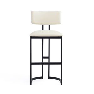 English Elm Barstool with Curved Back and Open Arch Base for Kitchen Island or Counter Dining Ivory B365P504241