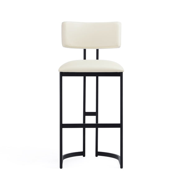 English Elm Barstool with Curved Back and Open Arch Base for Kitchen Island or Counter Dining Ivory B365P504241