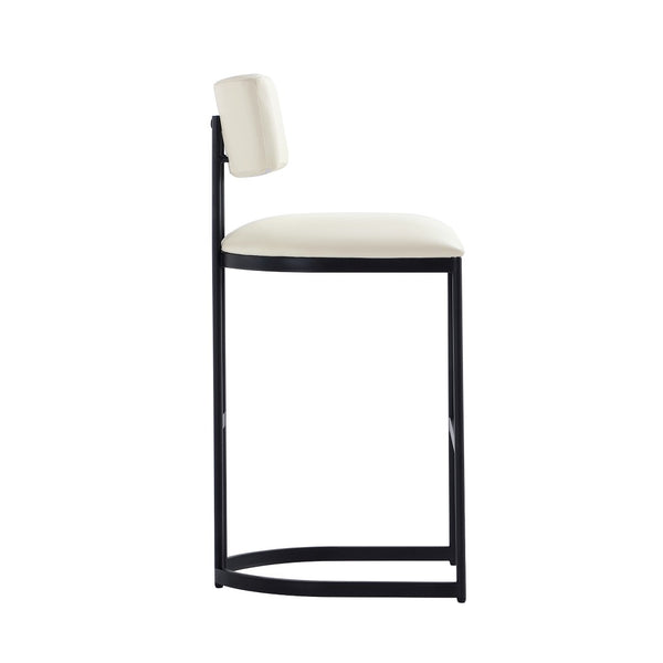 English Elm Barstool with Curved Back and Open Arch Base for Kitchen Island or Counter Dining Ivory B365P504241