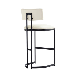 English Elm Barstool with Curved Back and Open Arch Base for Kitchen Island or Counter Dining Ivory B365P504241