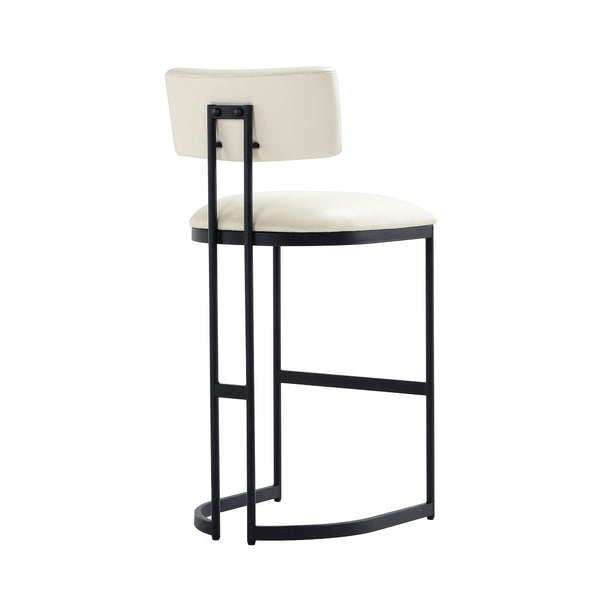 English Elm Barstool with Curved Back and Open Arch Base for Kitchen Island or Counter Dining Ivory B365P504241