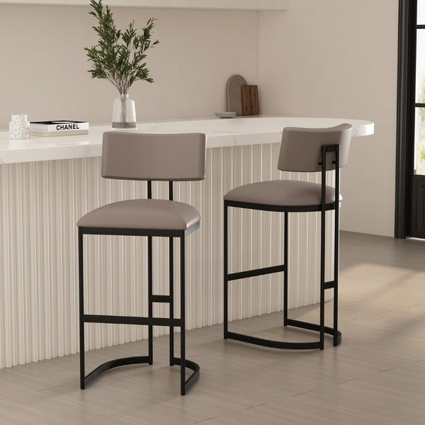 English Elm Barstool with Curved Back and Open Arch Base for Kitchen Island or Counter Dining Taupe B365P504242