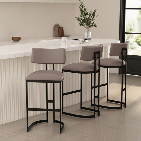 English Elm Barstool with Curved Back and Open Arch Base for Kitchen Island or Counter Dining Taupe B365P504242