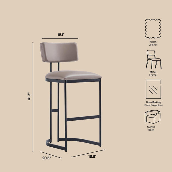 English Elm Barstool with Curved Back and Open Arch Base for Kitchen Island or Counter Dining Taupe B365P504242