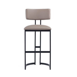 English Elm Barstool with Curved Back and Open Arch Base for Kitchen Island or Counter Dining Taupe B365P504242