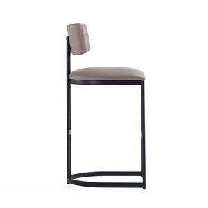 English Elm Barstool with Curved Back and Open Arch Base for Kitchen Island or Counter Dining Taupe B365P504242
