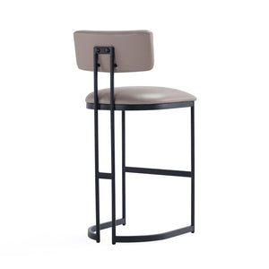 English Elm Barstool with Curved Back and Open Arch Base for Kitchen Island or Counter Dining Taupe B365P504242